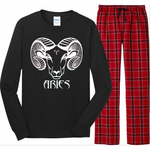 Zodiac Aries Ram Horns Face Long Sleeve Pajama Set