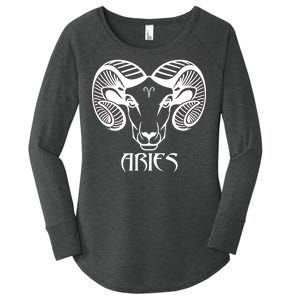 Zodiac Aries Ram Horns Face Women's Perfect Tri Tunic Long Sleeve Shirt