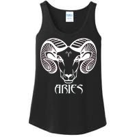 Zodiac Aries Ram Horns Face Ladies Essential Tank