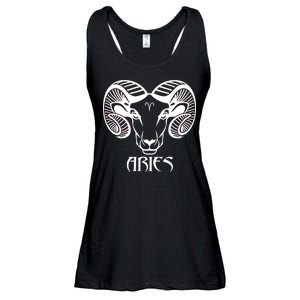 Zodiac Aries Ram Horns Face Ladies Essential Flowy Tank