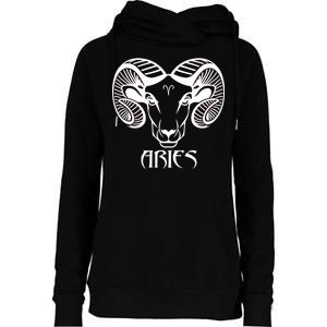 Zodiac Aries Ram Horns Face Womens Funnel Neck Pullover Hood