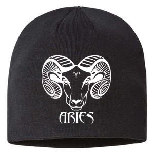 Zodiac Aries Ram Horns Face Sustainable Beanie