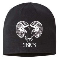 Zodiac Aries Ram Horns Face Sustainable Beanie