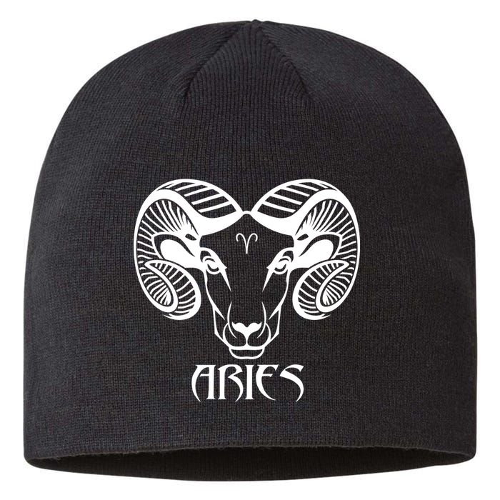 Zodiac Aries Ram Horns Face Sustainable Beanie