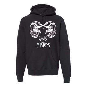 Zodiac Aries Ram Horns Face Premium Hoodie