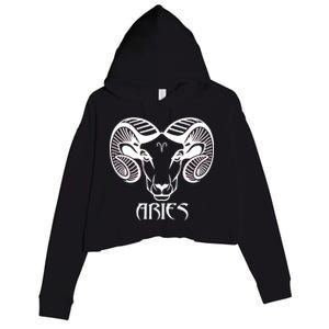 Zodiac Aries Ram Horns Face Crop Fleece Hoodie