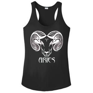 Zodiac Aries Ram Horns Face Ladies PosiCharge Competitor Racerback Tank