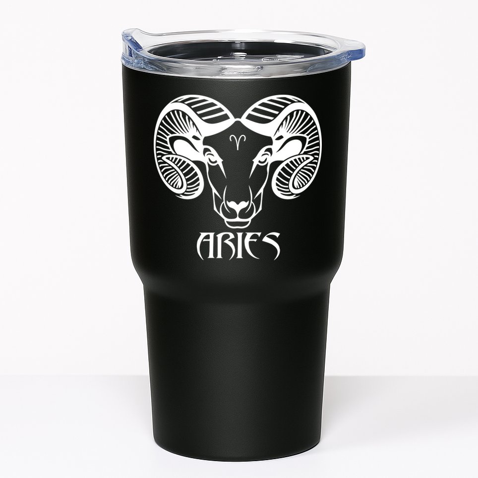 Zodiac Aries Ram Horns Face Tumbler
