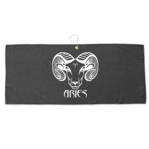 Zodiac Aries Ram Horns Face Large Microfiber Waffle Golf Towel