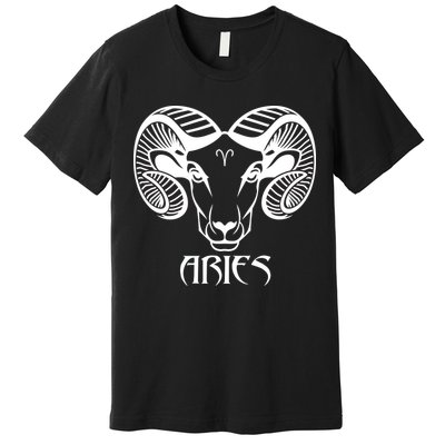 Zodiac Aries Ram Horns Face Premium T-Shirt