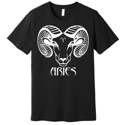 Zodiac Aries Ram Horns Face Premium T-Shirt