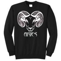 Zodiac Aries Ram Horns Face Tall Sweatshirt