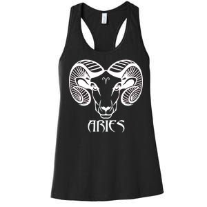 Zodiac Aries Ram Horns Face Women's Racerback Tank