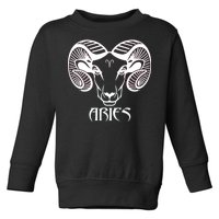 Zodiac Aries Ram Horns Face Toddler Sweatshirt