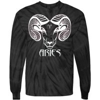 Zodiac Aries Ram Horns Face Tie-Dye Long Sleeve Shirt