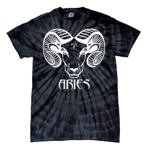 Zodiac Aries Ram Horns Face Tie-Dye T-Shirt