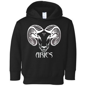 Zodiac Aries Ram Horns Face Toddler Hoodie