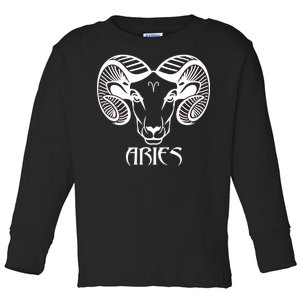 Zodiac Aries Ram Horns Face Toddler Long Sleeve Shirt