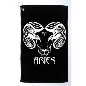 Zodiac Aries Ram Horns Face Platinum Collection Golf Towel