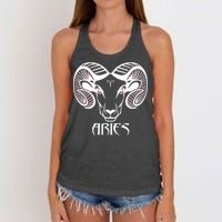 Zodiac Aries Ram Horns Face Women's Knotted Racerback Tank