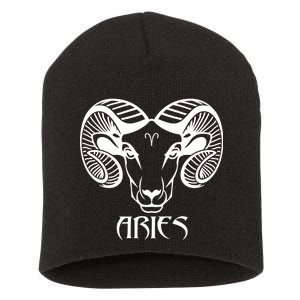 Zodiac Aries Ram Horns Face Short Acrylic Beanie