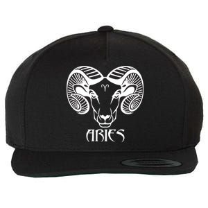 Zodiac Aries Ram Horns Face Wool Snapback Cap