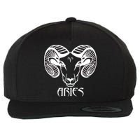 Zodiac Aries Ram Horns Face Wool Snapback Cap