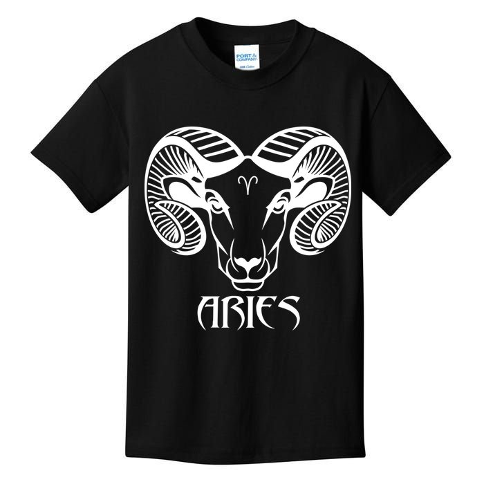 Zodiac Aries Ram Horns Face Kids T-Shirt