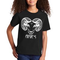 Zodiac Aries Ram Horns Face Kids T-Shirt