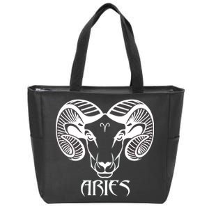 Zodiac Aries Ram Horns Face Zip Tote Bag