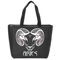 Zodiac Aries Ram Horns Face Zip Tote Bag