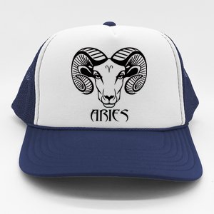 Zodiac Aries Ram Horns Face Trucker Hat