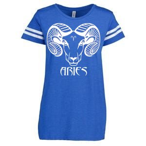 Zodiac Aries Ram Horns Face Enza Ladies Jersey Football T-Shirt