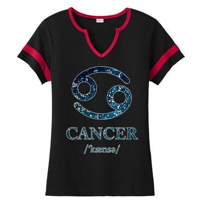 Zodiac Birthday Cancer Vintage Ladies Halftime Notch Neck Tee