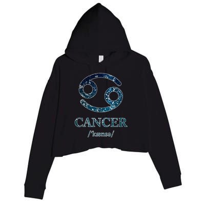 Zodiac Birthday Cancer Vintage Crop Fleece Hoodie