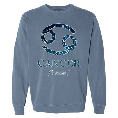 Zodiac Birthday Cancer Vintage Garment-Dyed Sweatshirt