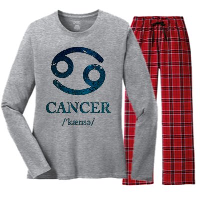 Zodiac Birthday Cancer Vintage Women's Long Sleeve Flannel Pajama Set 