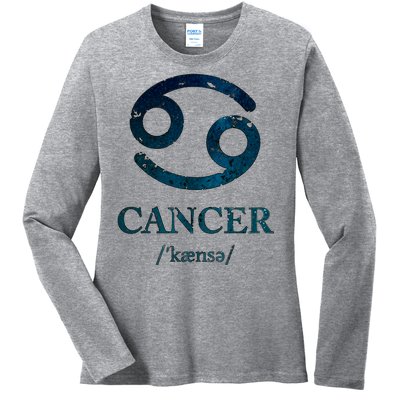 Zodiac Birthday Cancer Vintage Ladies Long Sleeve Shirt