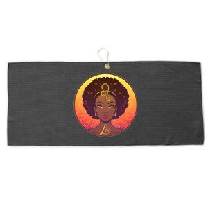 Zodiac Leo African American Black Woman Large Microfiber Waffle Golf Towel