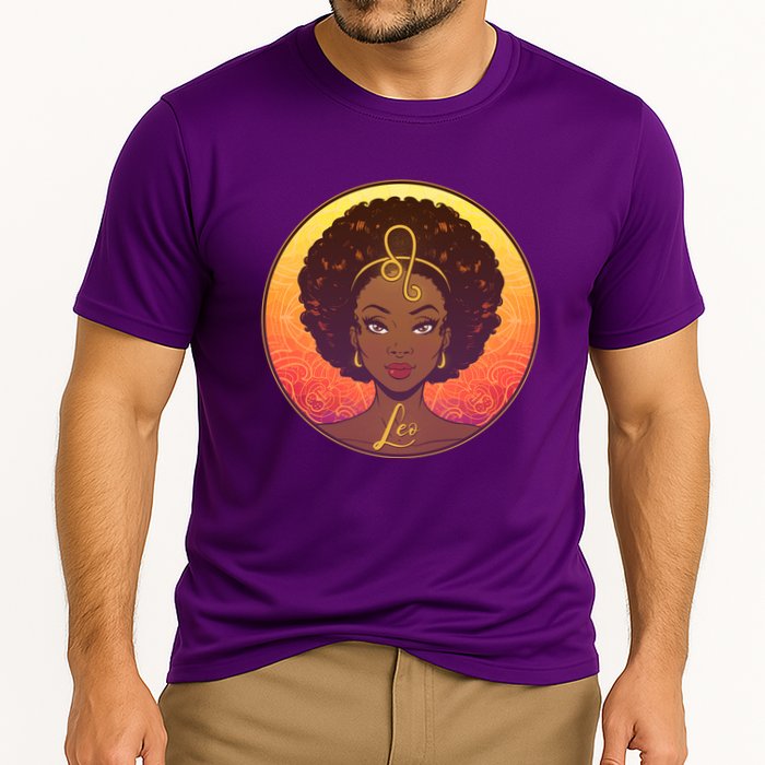 Zodiac Leo African American Black Woman Cooling Performance Crew T-Shirt