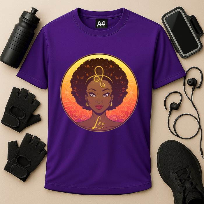 Zodiac Leo African American Black Woman Cooling Performance Crew T-Shirt