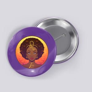 Zodiac Leo African American Black Woman Button