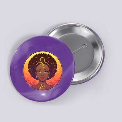 Zodiac Leo African American Black Woman Button