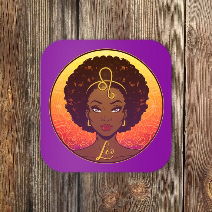 Zodiac Leo African American Black Woman Coaster