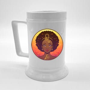 Zodiac Leo African American Black Woman Beer Stein