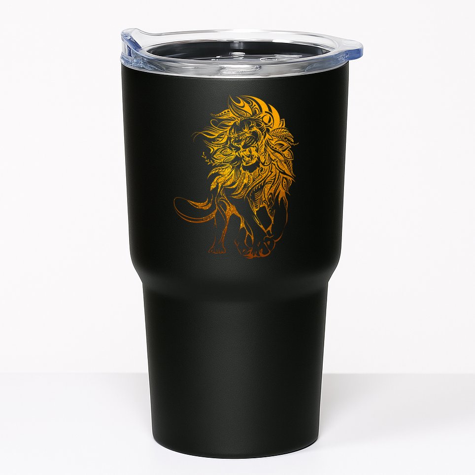 Zodiac Leo Lion Floral Tribal Design Tumbler