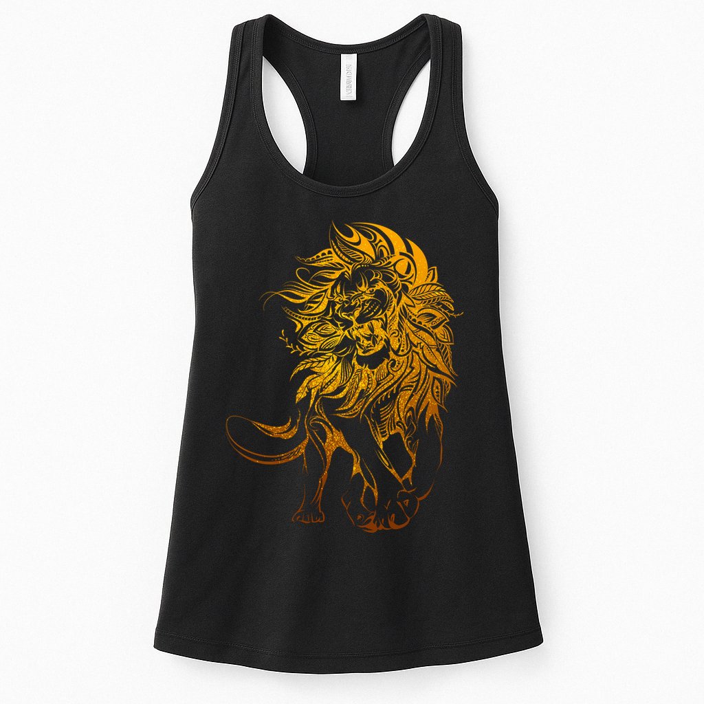Zodiac Leo Lion Floral Tribal Design Womens Tank Top
