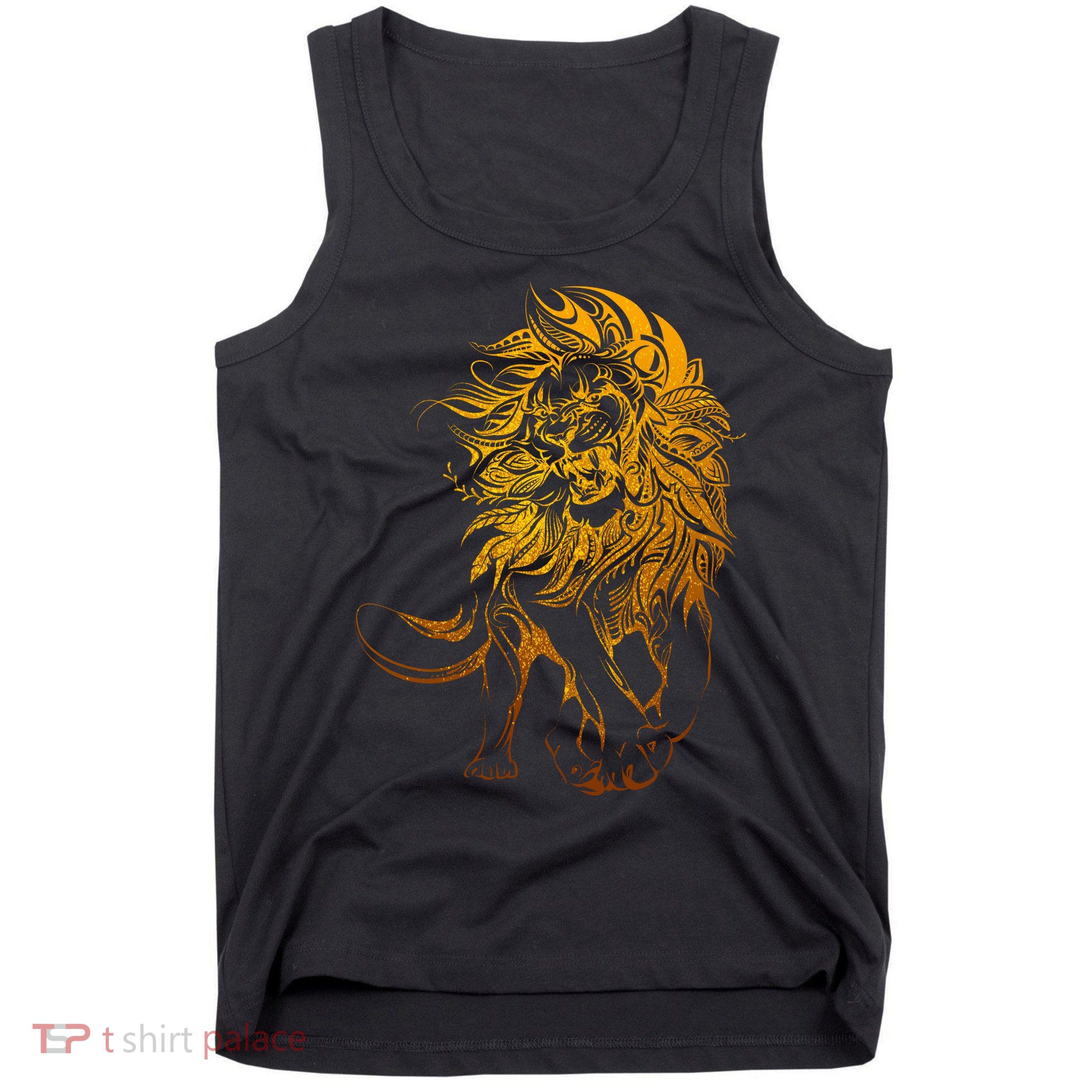 Zodiac Leo Lion Floral Tribal Design Tank Top