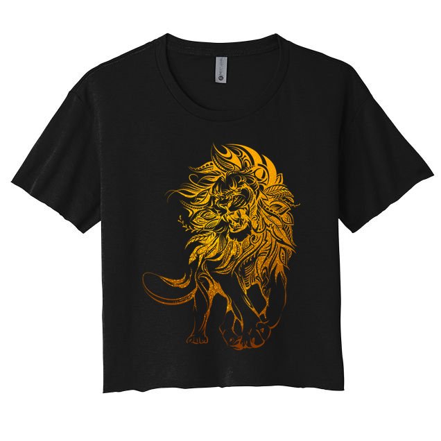 Zodiac Leo Lion Floral Tribal Design Crop Top