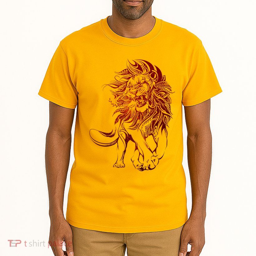 Zodiac Leo Lion Floral Tribal Design Tall T-Shirt